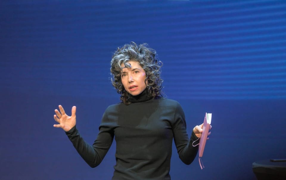 Meredith Whittaker on stage at the Finland AI Summit